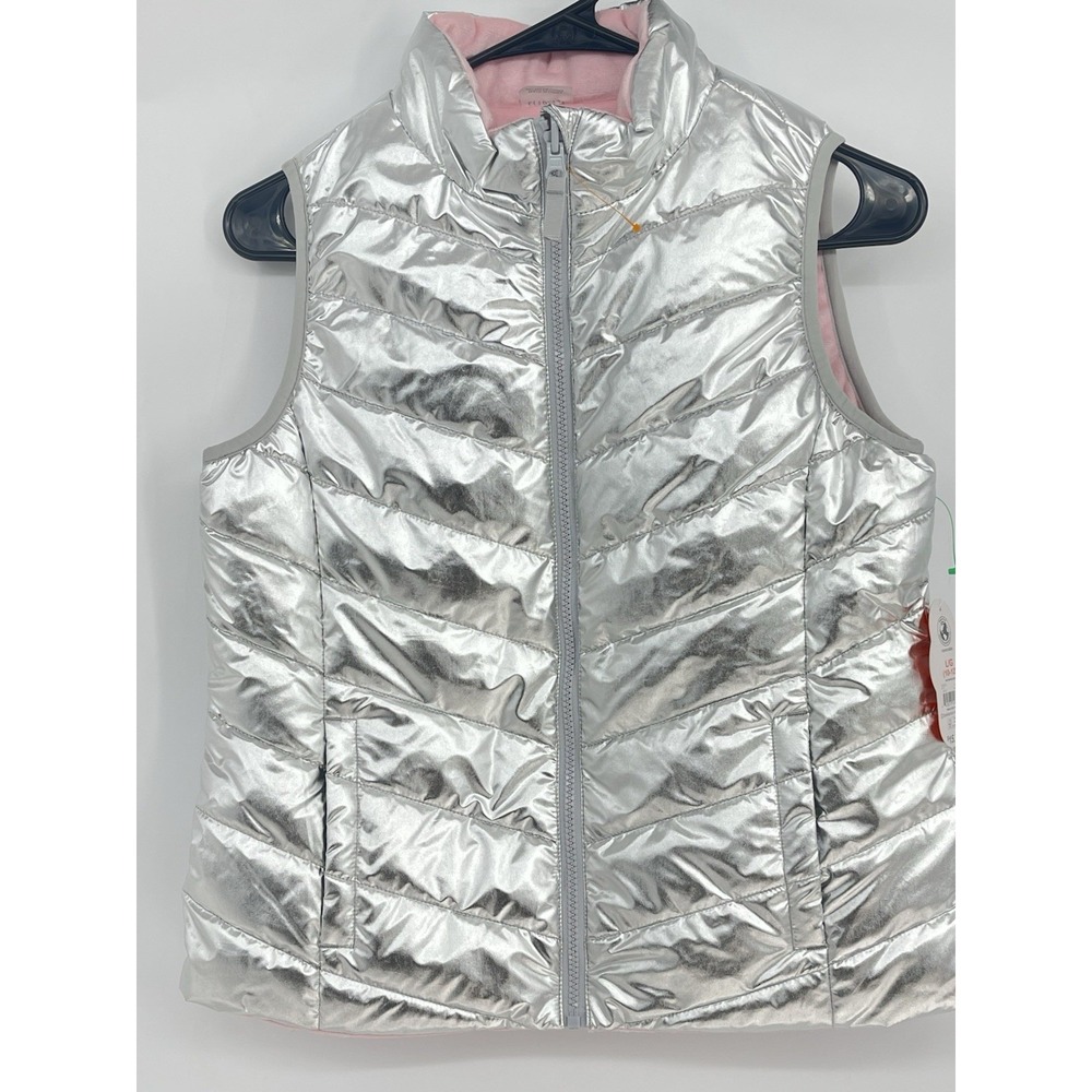 Wonder Nation Girls 10/12 Pink/ Metallic Reversible Zip Up Vest